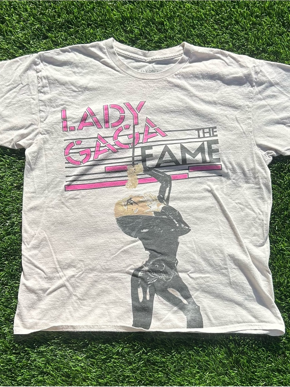 Lady Gaga The Fame Graphic Tee - White with Pink & Black Print